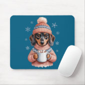 Cozy Dachshund Dog With Hot Cocoa Holiday Winter S Mousepad (Mit Mouse)