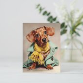 Cozy Dachshund Fashion Portrait Postkarte (Stehend Vorderseite)