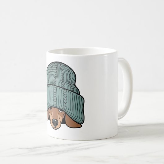 Cozy Dachshund in a Scarf and Beanie Kaffeetasse (VorderseiteRechts)