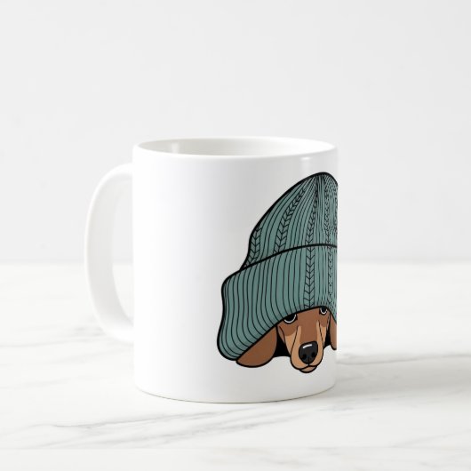 Cozy Dachshund in a Scarf and Beanie Kaffeetasse (Vorderseite Links)