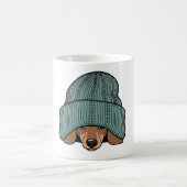 Cozy Dachshund in a Scarf and Beanie Kaffeetasse (Mittel)