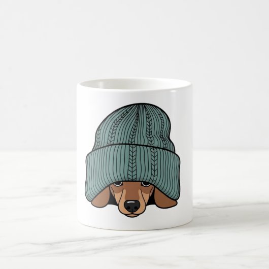 Cozy Dachshund in a Scarf and Beanie Kaffeetasse (Mittel)