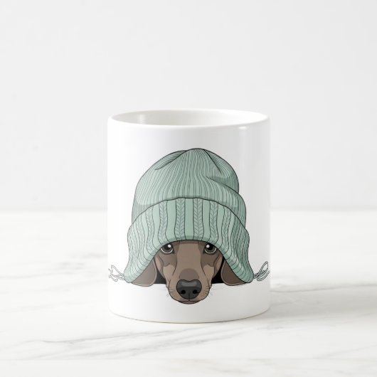 Cozy Dachshund in a Scarf and Beanie Kaffeetasse (Mittel)