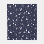 Cozy Dark Fleece Blanket with Silver Reindeer (Vorderseite)