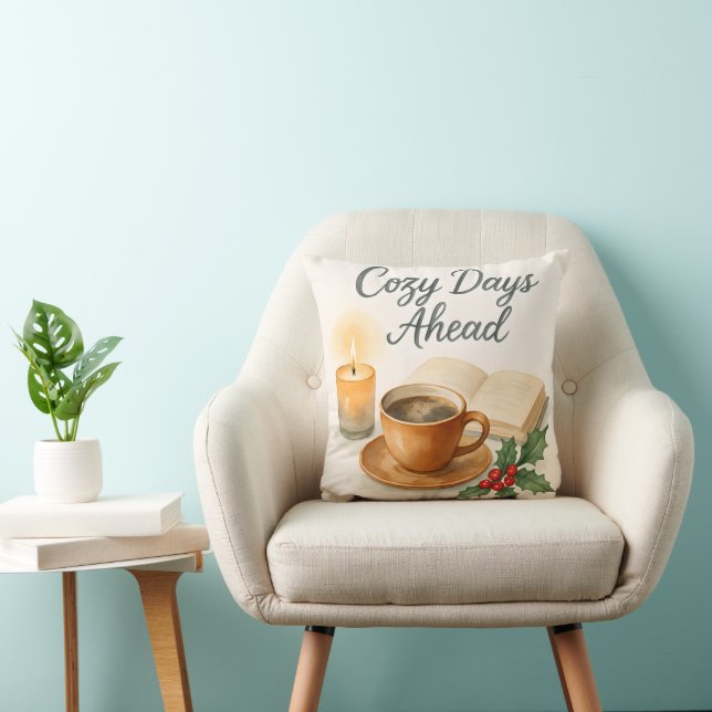 Cozy Days Ahead Watercolor Throw Pillow Kissen (Stuhl )