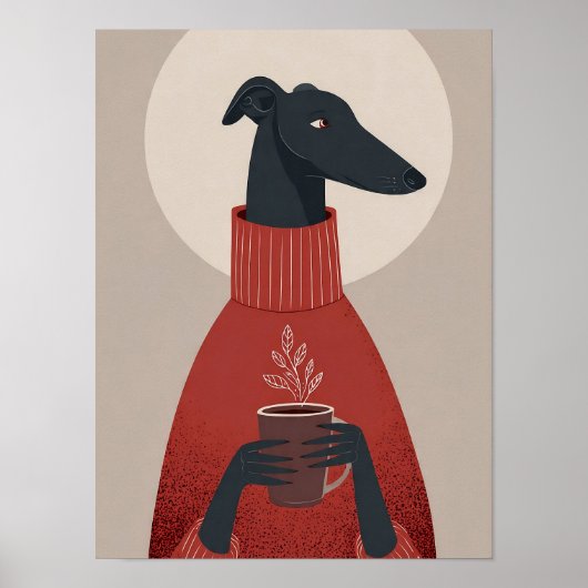 Cozy Dog Art – Tasse & Dampf Poster (Vorne)