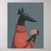 Cozy Dog Poster – Stylized Greyhound with Mug (Vorne)