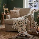 Cozy Dusty Blue Watercolor Christmas Tree Pattern Fleecedecke