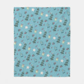 Cozy Dusty Blue Watercolor Christmas Tree Pattern Fleecedecke (Vorderseite)