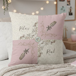 Cozy Dusty Pink Rose Book Lover Décor Kissen