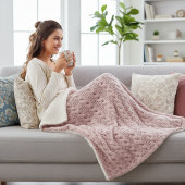 Cozy Dusty Rose Faux Cable Knit Pattern Sherpadecke