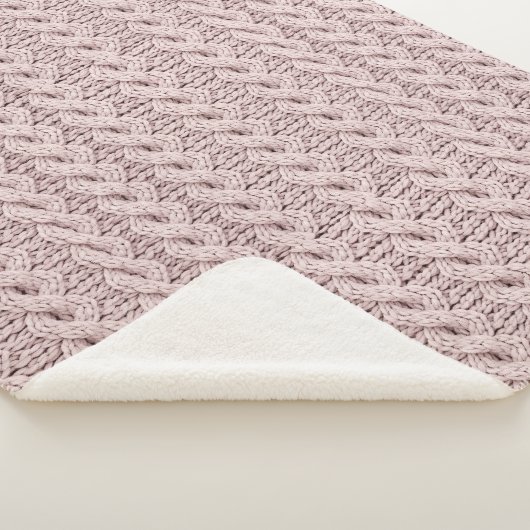 Cozy Dusty Rose Faux Cable Knit Pattern Sherpadecke (3/4)