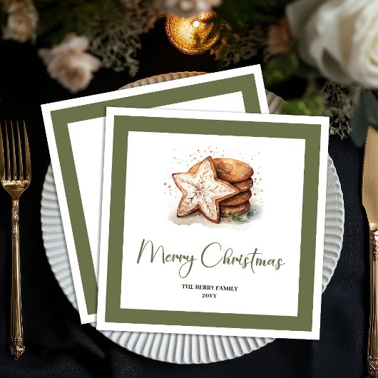 Cozy Earthy Christmas Cookies Personalized Napkins Serviette