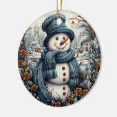Cozy Embroidery Snowman Christmas – Holiday Keramik Ornament (Links)