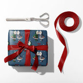 Cozy Eskimo Kiss Blue Christmas Geschenkpapier