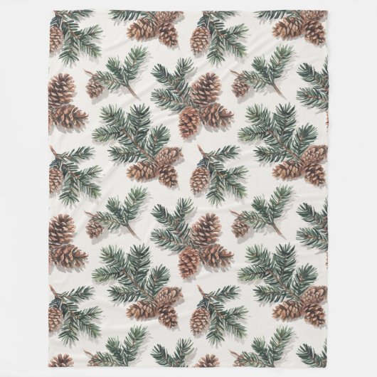 Cozy Evergreen and Pinecones Fleecedecke (Vorderseite)