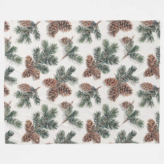 Cozy Evergreen and Pinecones Fleecedecke (Vorderseite (Horizontal))