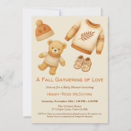 Cozy Fall Baby Shower | Neutral Cream & orange Einladung