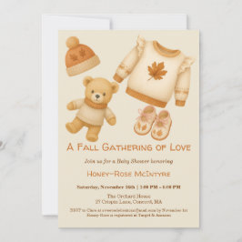Cozy Fall Baby Shower | Neutral Cream & orange Einladung