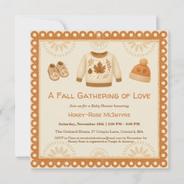 Cozy Fall Baby Shower | Neutral Cream & orange Einladung