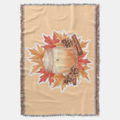 Cozy Fall Candle with Maple Leaves | Autumn Design Decke (Vorderseite Vertikal)
