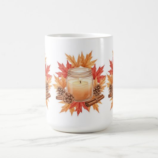 Cozy Fall Candle with Maple Leaves | Autumn Design Kaffeetasse (Mittel)