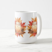 Cozy Fall Candle with Maple Leaves | Autumn Design Kaffeetasse (VorderseiteRechts)