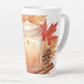 Cozy Fall Candle with Maple Leaves | Autumn Design Milchtasse (Rechte Ecke)