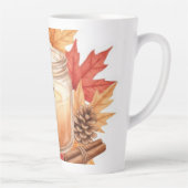 Cozy Fall Candle with Maple Leaves | Autumn Design Milchtasse (Rechts)