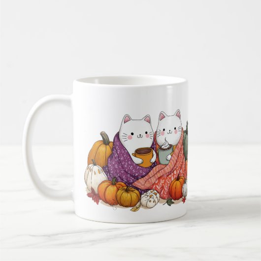 Cozy Fall Cats Mug with Pumpkins Kaffeetasse (Links)