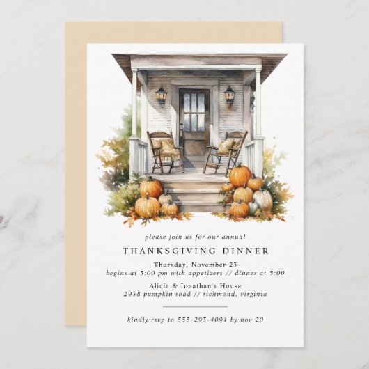 Cozy Fall Pumpkins | Rustic Thanksgiving Dinner Einladung (Vorne/Hinten)