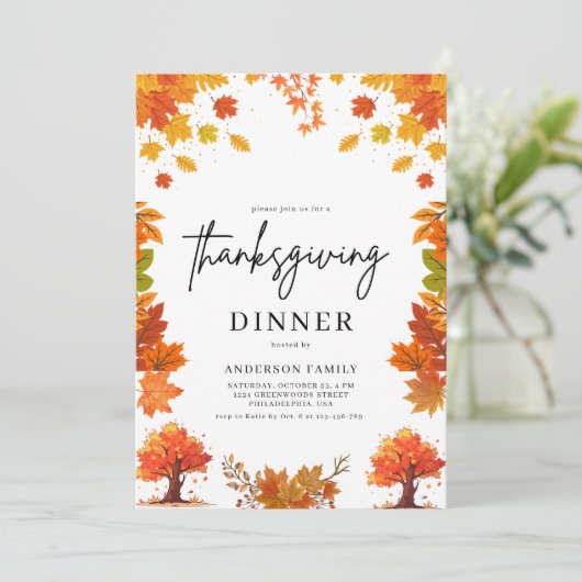 Cozy Fall Thanksgiving Dinner Party Einladung (Stehend Vorderseite)