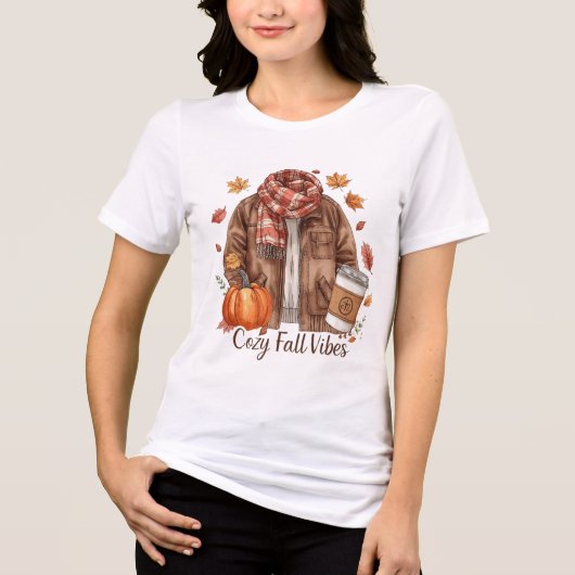 Cozy Fall Vibes T-Shirt – Herbst-Outfit Ästhetik Tri-Blend Shirt (Vorderseite)
