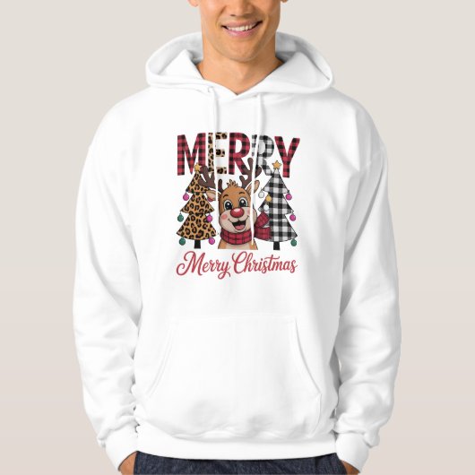 Cozy Festive Reindeer Merry Christmas Hoodie (Vorderseite)