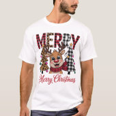 Cozy Festive Reindeer Merry Christmas T-Shirt (Vorderseite)