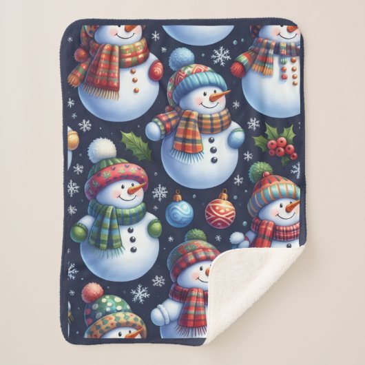 Cozy Festive Snowman Sherpadecke (Vorderseite)