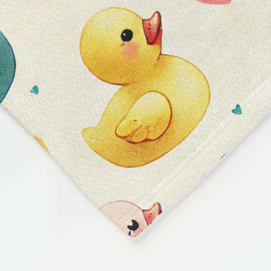 Cozy Fleece Pastel Watercolor Duck Pattern Blanket (Ecke)