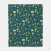 Cozy Forest Cabin and Animals Fleece Blanket (Vorderseite)
