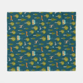 Cozy Forest Cabin and Animals Fleece Blanket (Vorderseite (Horizontal))