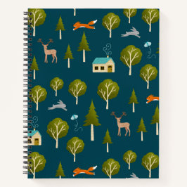 Cozy Forest Cabin and Animals Notebook Notizblock