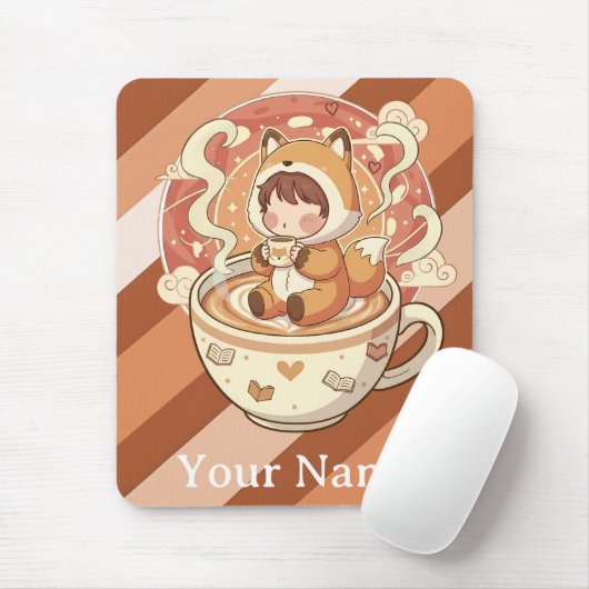 Cozy Fox Brew & Books Mouse Pad Mousepad (Mit Mouse)