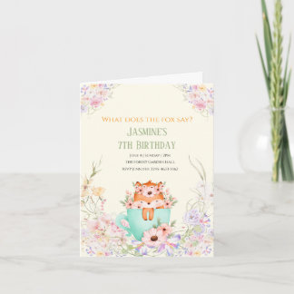 Cozy Fox Forest Magical Floral Birthday Invitation Einladung