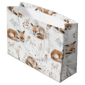 Cozy Foxes Animals Christmas Große Geschenktüte (Rückseite Schrägansicht)