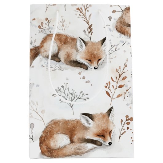 Cozy Foxes Animals Christmas Mittlere Geschenktüte (Vorderseite)