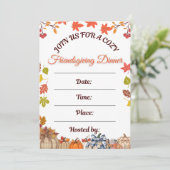 Cozy Friendsgiving Dinner Art Einladung (Stehend Vorderseite)