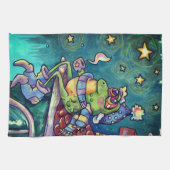 Cozy Frog Christmas & New Year Card Geschirrtuch (Horizontal)