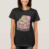 Cozy Frog Drinking Tea On Sofa Illustration T-Shirt (Vorderseite)