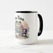 Cozy Frog Sitting Like a Human – Funny Chill Carto Tasse (VorderseiteRechts)