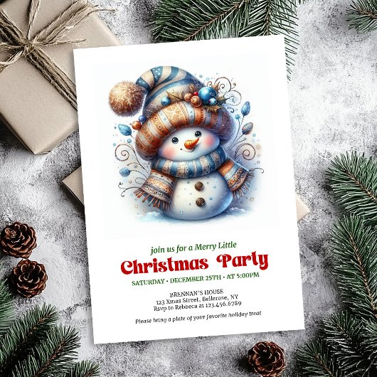 Cozy funny snowman holiday invite festive digital einladung