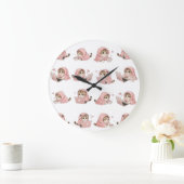 Cozy Gaming Cat Pattern - Aesthetic Pink Hoodie Ki Große Wanduhr (Zuhause)